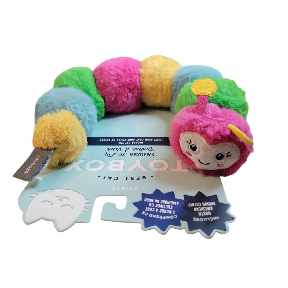 Caterpillar Cat Kicker Toy Fringed Destined To Fly  OS Multi NEW Catnip Crinkle
